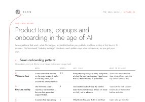 The top of page 1, scaled down: the headline and the start of the table of seven patterns