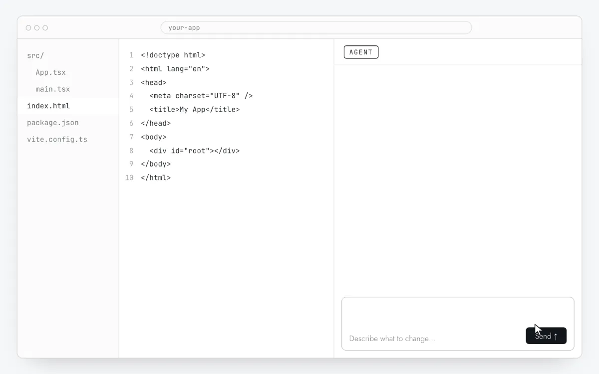 An app builder with the AI chat panel next to the preview (user onboarding in a Lovable app)
