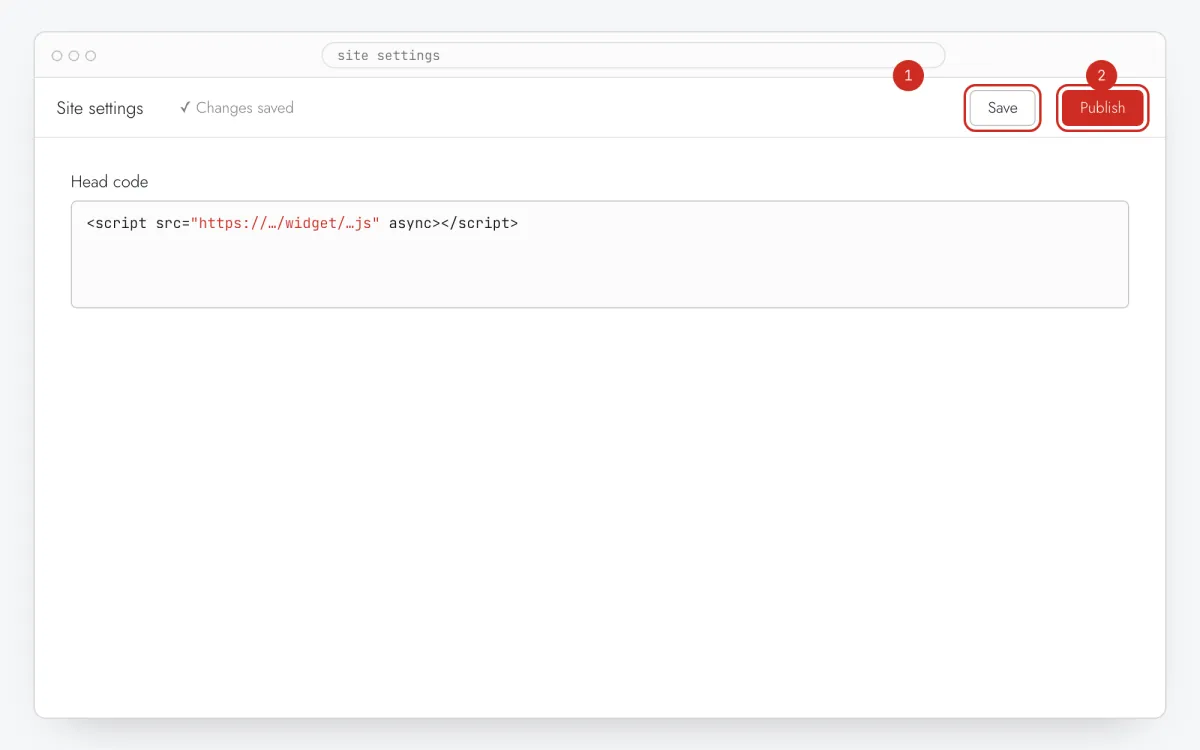 Builder top bar with the Publish button highlighted (popup on Webflow)