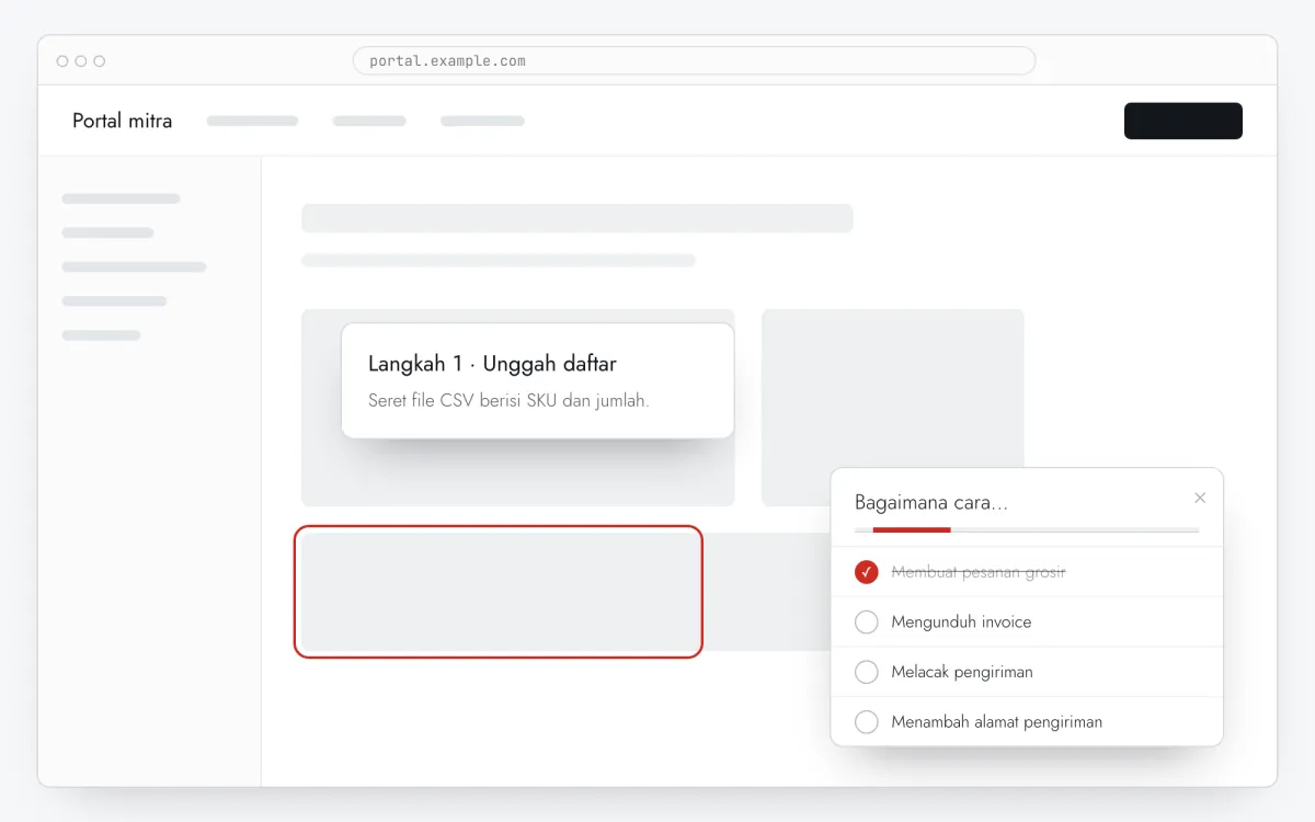 Checklist bantuan “Bagaimana cara…” di samping tooltip tur yang diluncurkannya di halaman yang sama