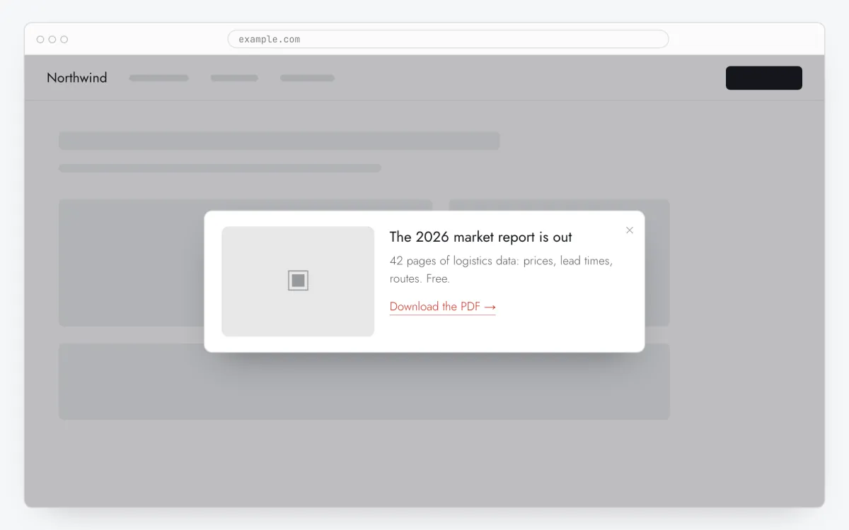 A modal with a screenshot on the left and text on the right