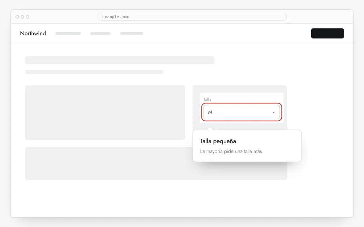 Una burbuja de tooltip junto a un campo de formulario de una web, con una explicación corta